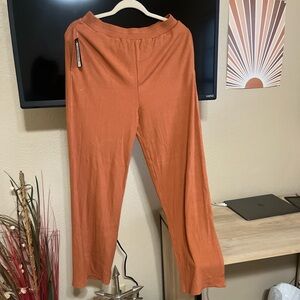 Double Zero Ribbed Wide-Leg Pants in Spicy Orange